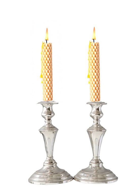 Heavy English Silver-Plate Candlesticks