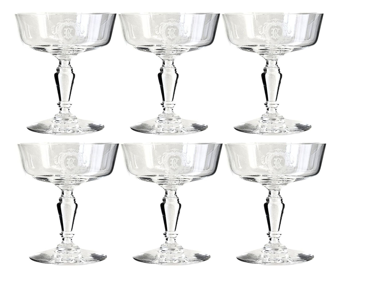 Antique French "B" Champagne Coupes, s/6