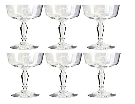 Antique French "B" Champagne Coupes, s/6