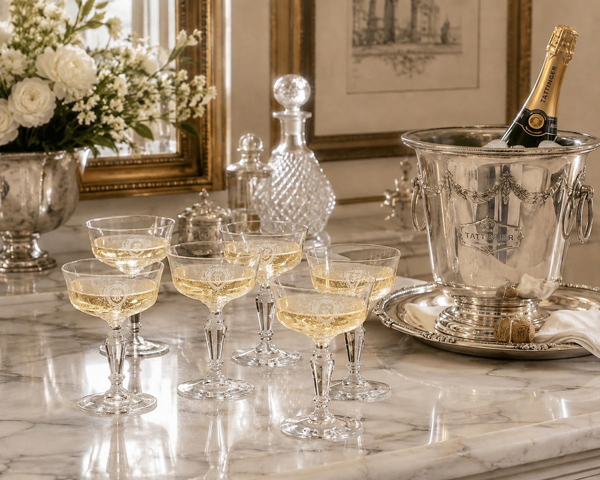 Antique French "B" Champagne Coupes, s/6