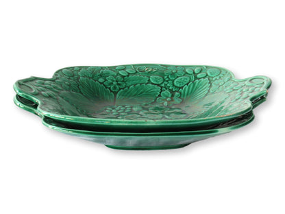 19th-C. English Majolica Strawberry Plates