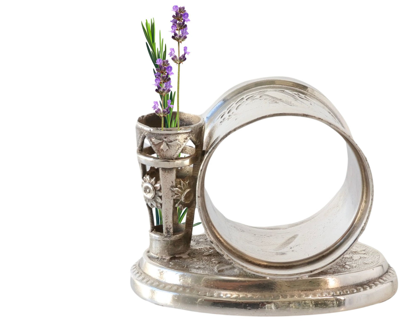 19th-C. Napkin Ring w/ Bud Vase