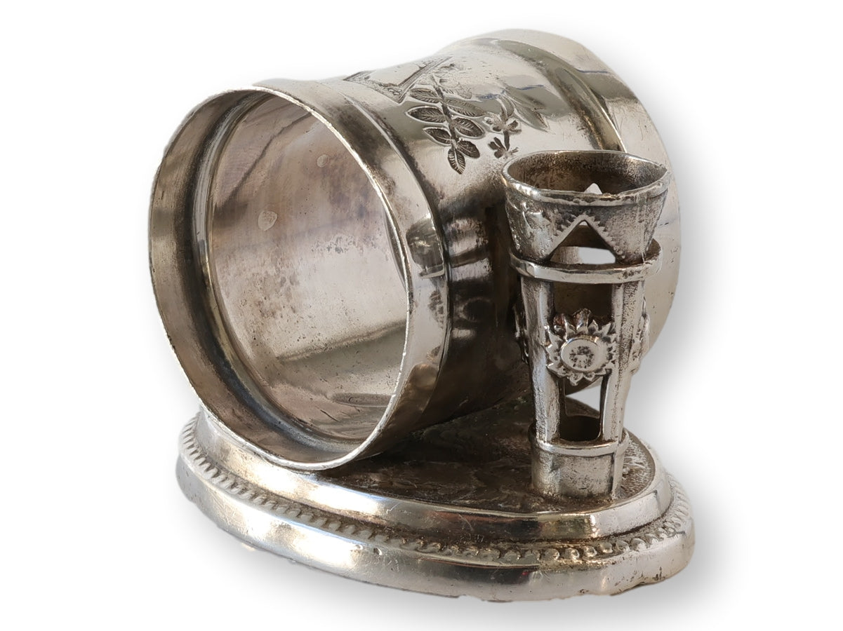 19th-C. Napkin Ring w/ Bud Vase