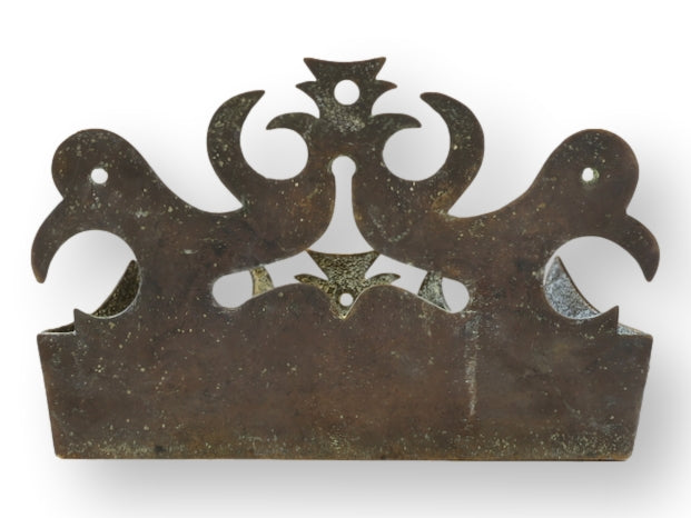 Late 19th English Victorian Brass Crown Wall Pocket