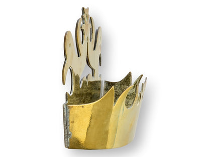 Late 19th English Victorian Brass Crown Wall Pocket