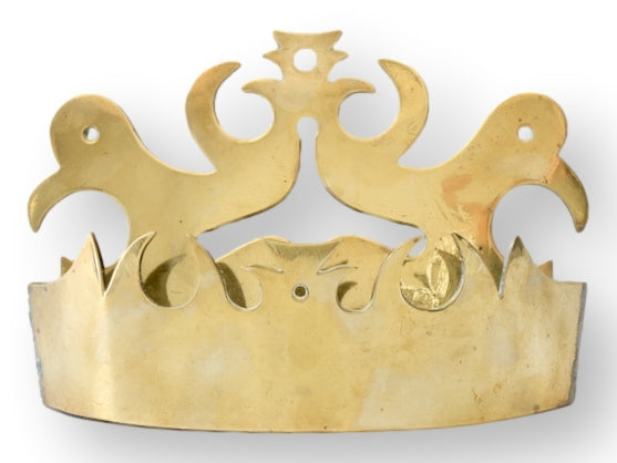 Late 19th English Victorian Brass Crown Wall Pocket