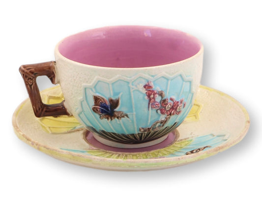 C. 1880 English Majolica Cup & Saucer