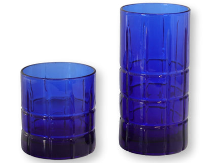 Anchor Hocking Tartan Cobalt Glassware Set
