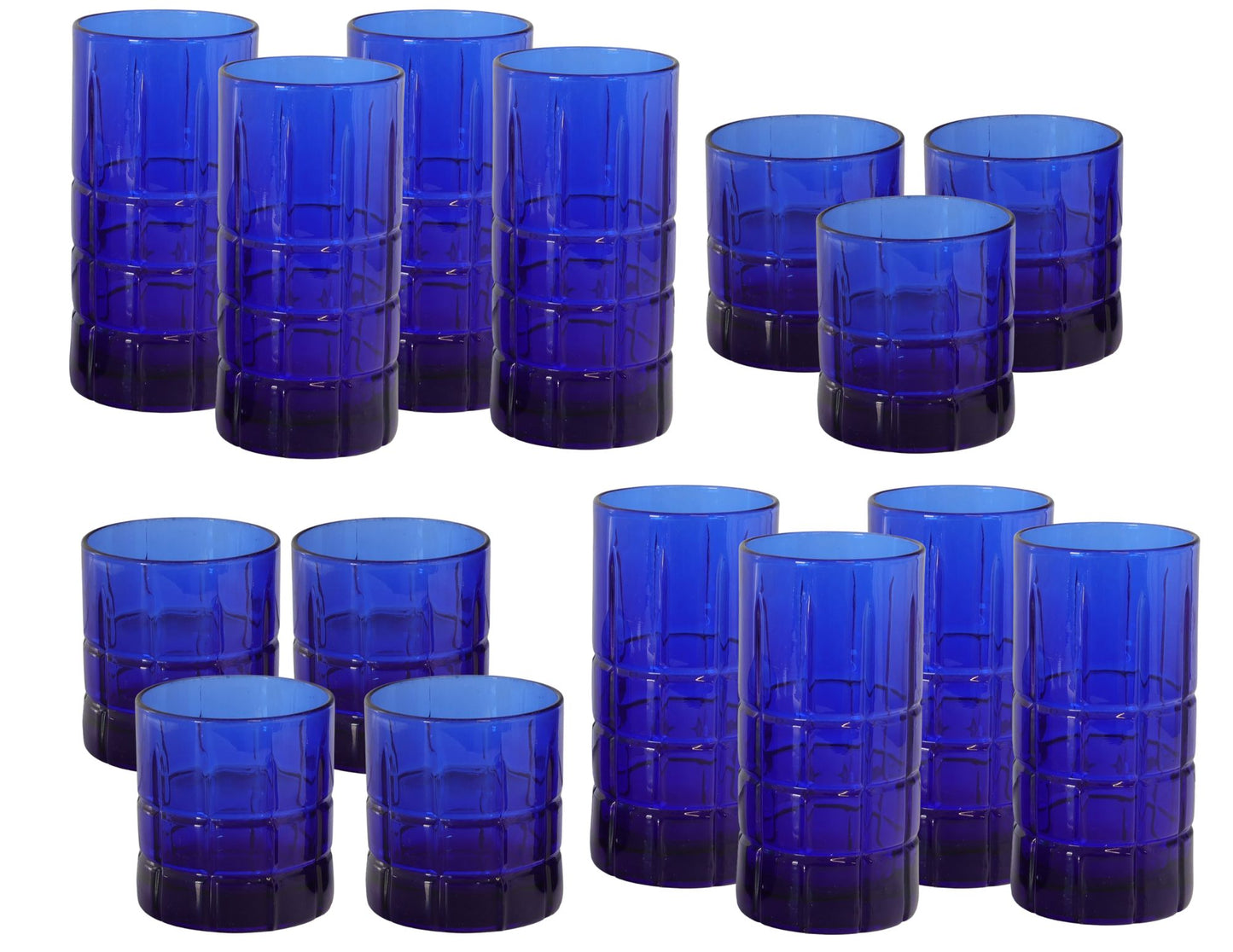 Anchor Hocking Tartan Cobalt Glassware Set