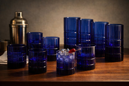 Anchor Hocking Tartan Cobalt Glassware Set