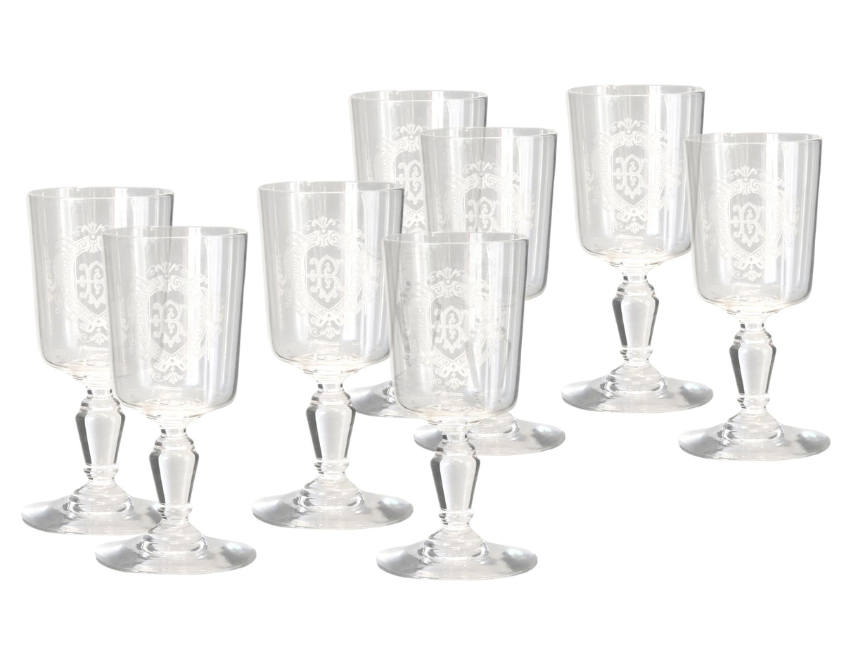 Antique French "B"  Stemware, s/8