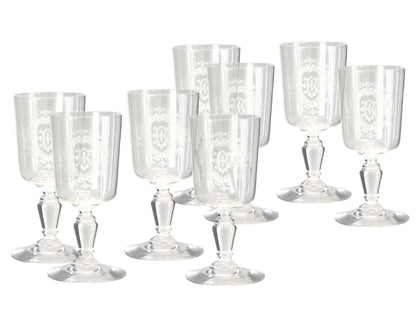 Antique French "B"  Stemware, s/8