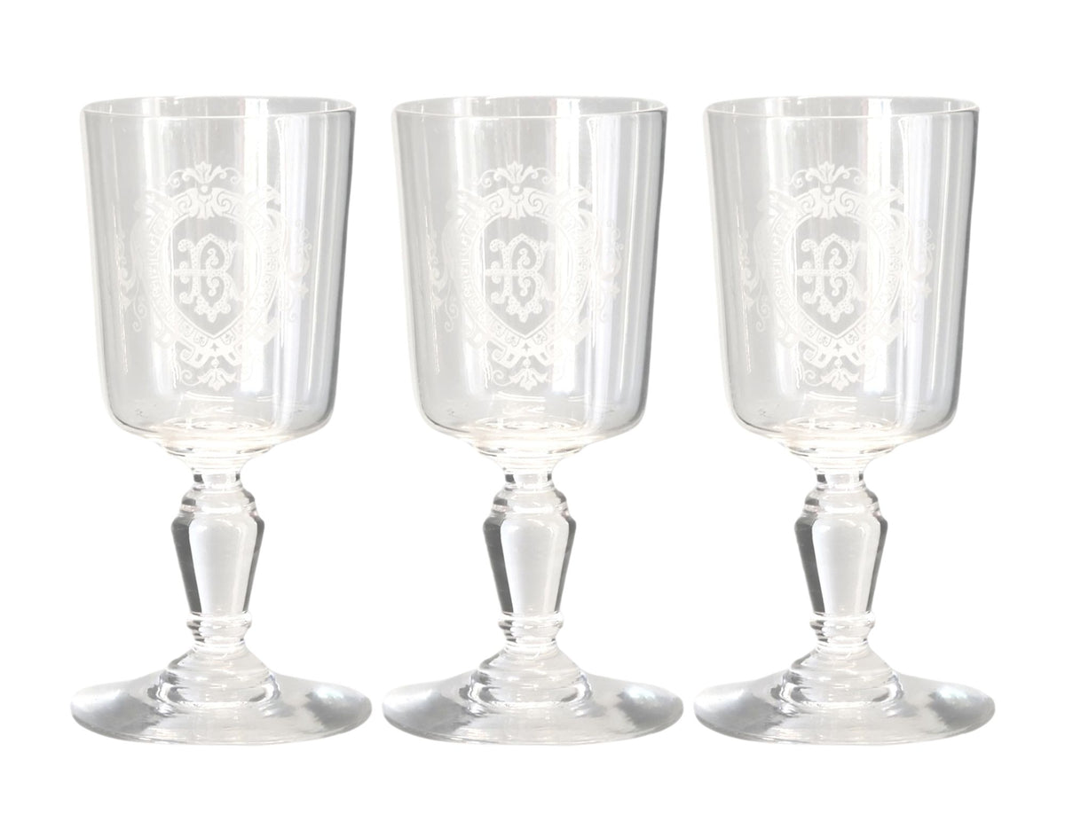 Antique French "B"  Stemware, s/8