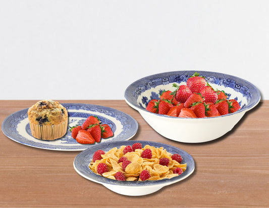 Vintage English Willow Dessert / Breakfast Set
