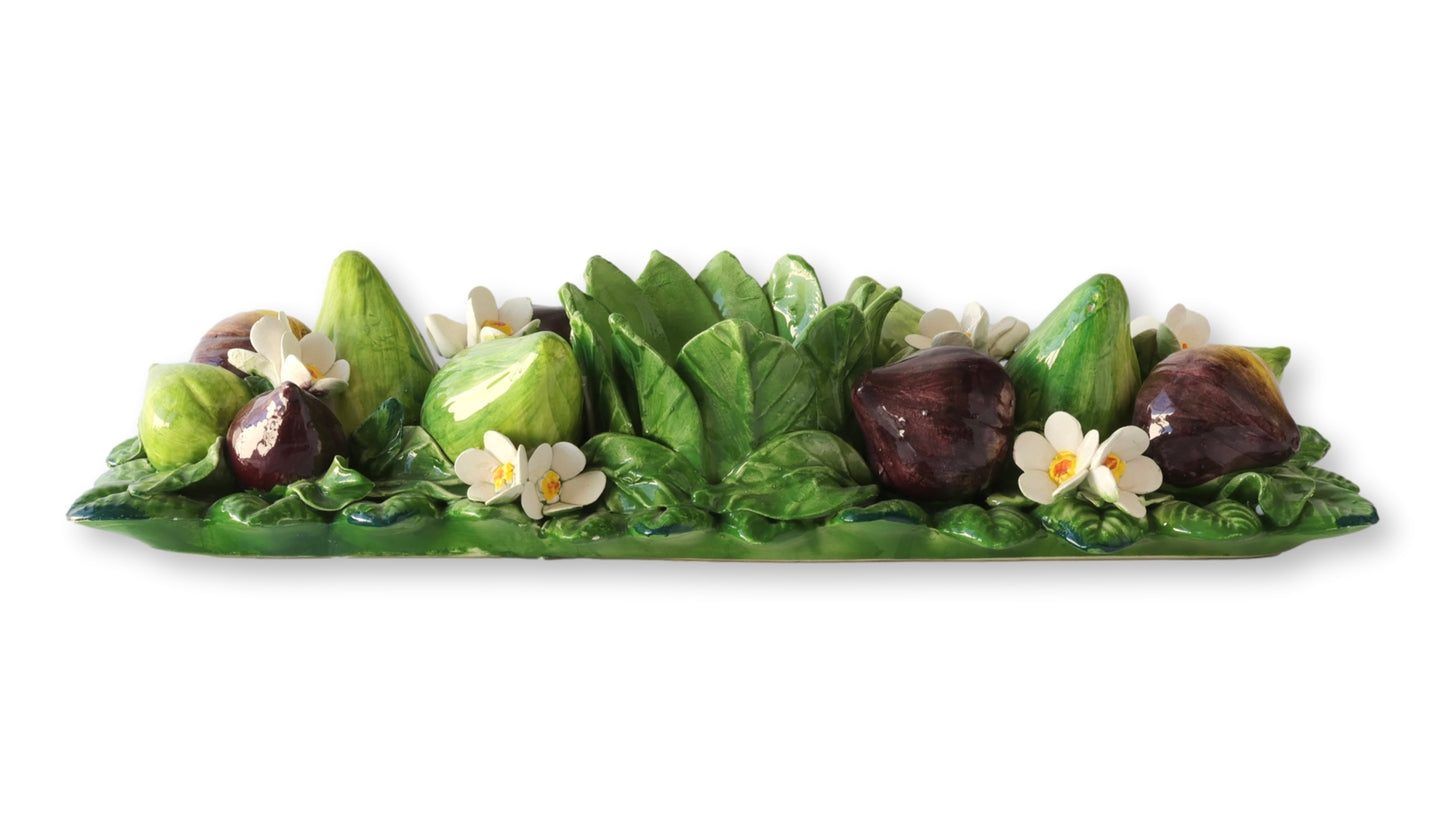 Midcentury Italian Trompe L'oeil Fig & Flower Candleholder Centerpiece