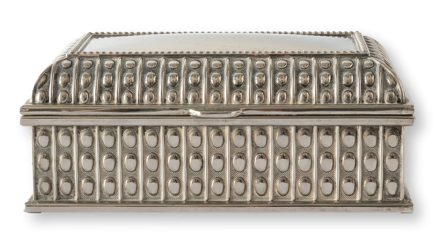 English Beaded Silver-Plate Storage Box