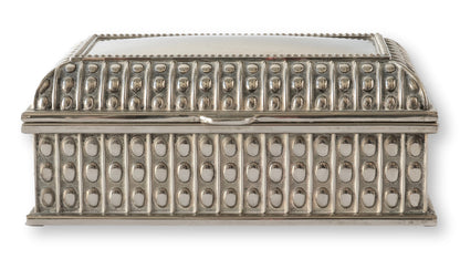 English Beaded Silver-Plate Storage Box