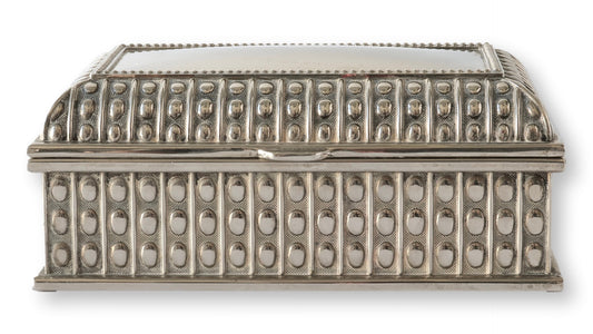 English Beaded Silver-Plate Storage Box