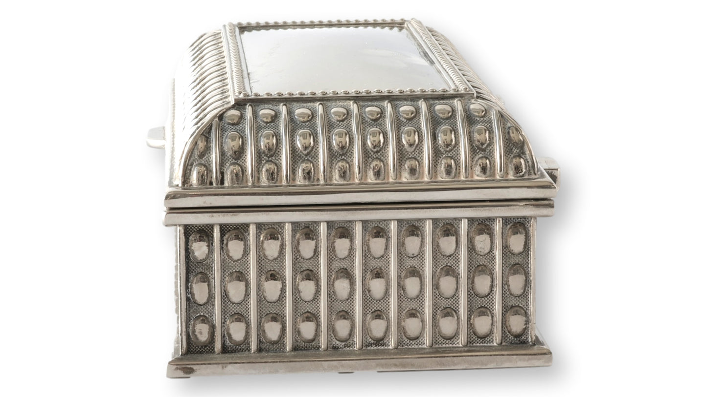 English Beaded Silver-Plate Storage Box
