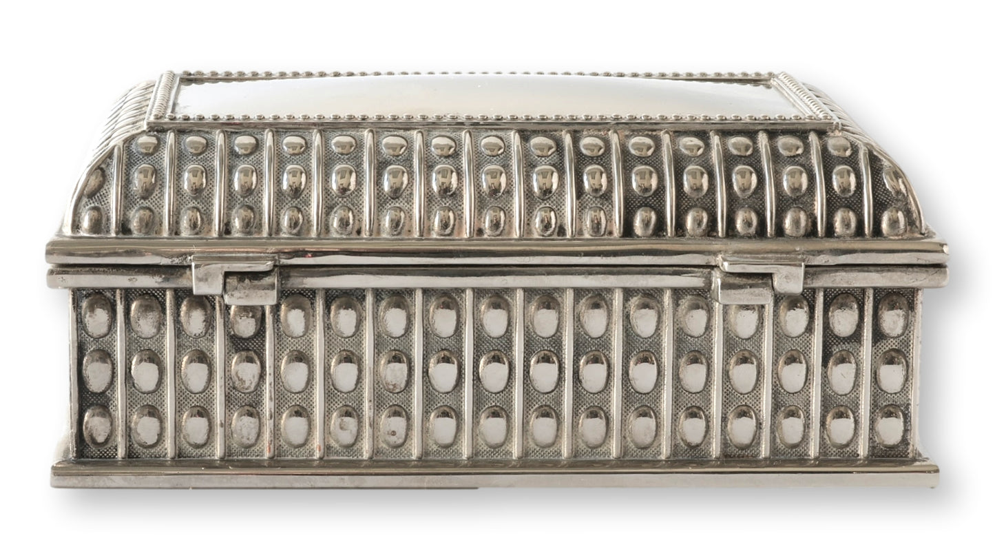 English Beaded Silver-Plate Storage Box