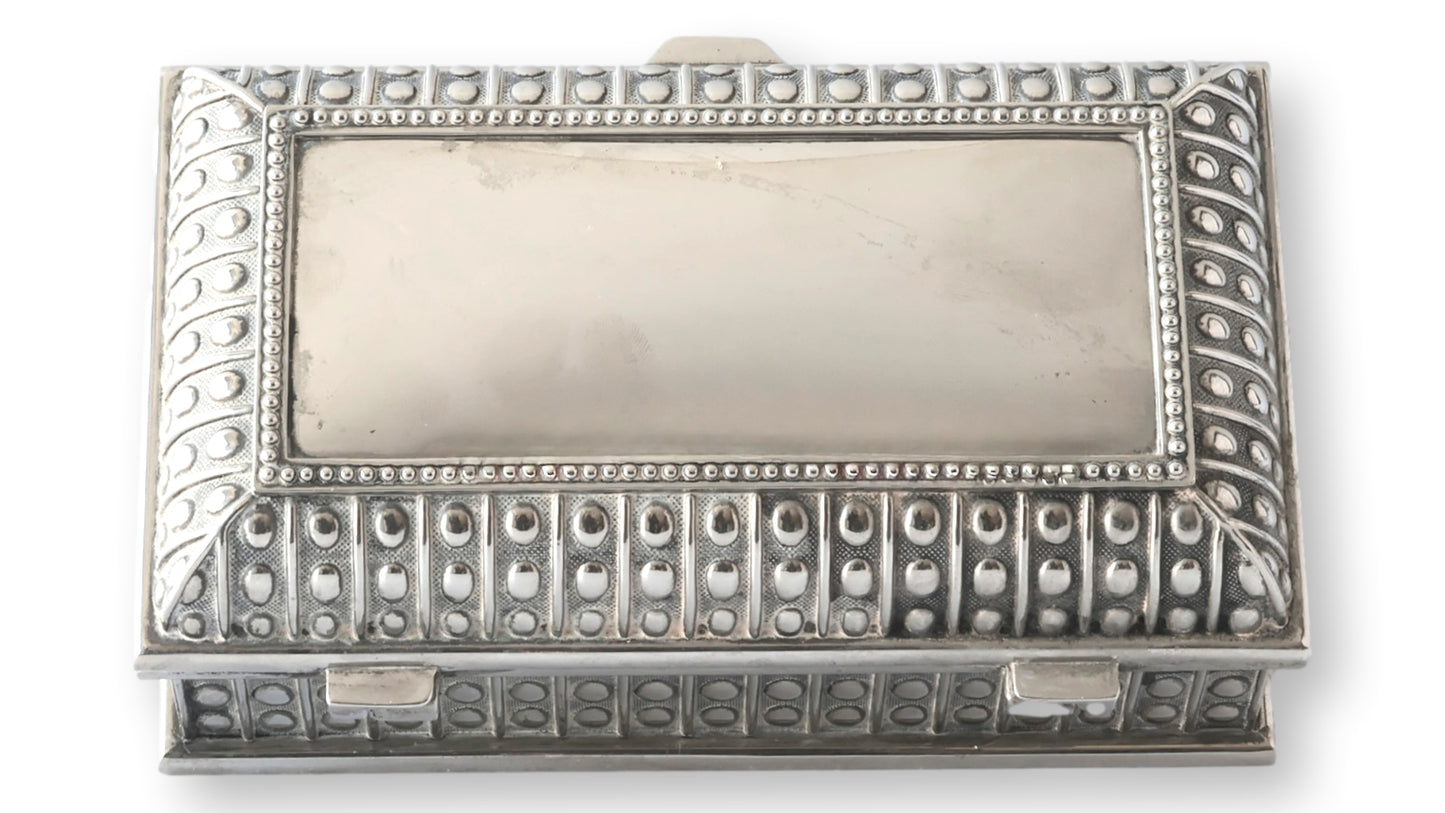 English Beaded Silver-Plate Storage Box
