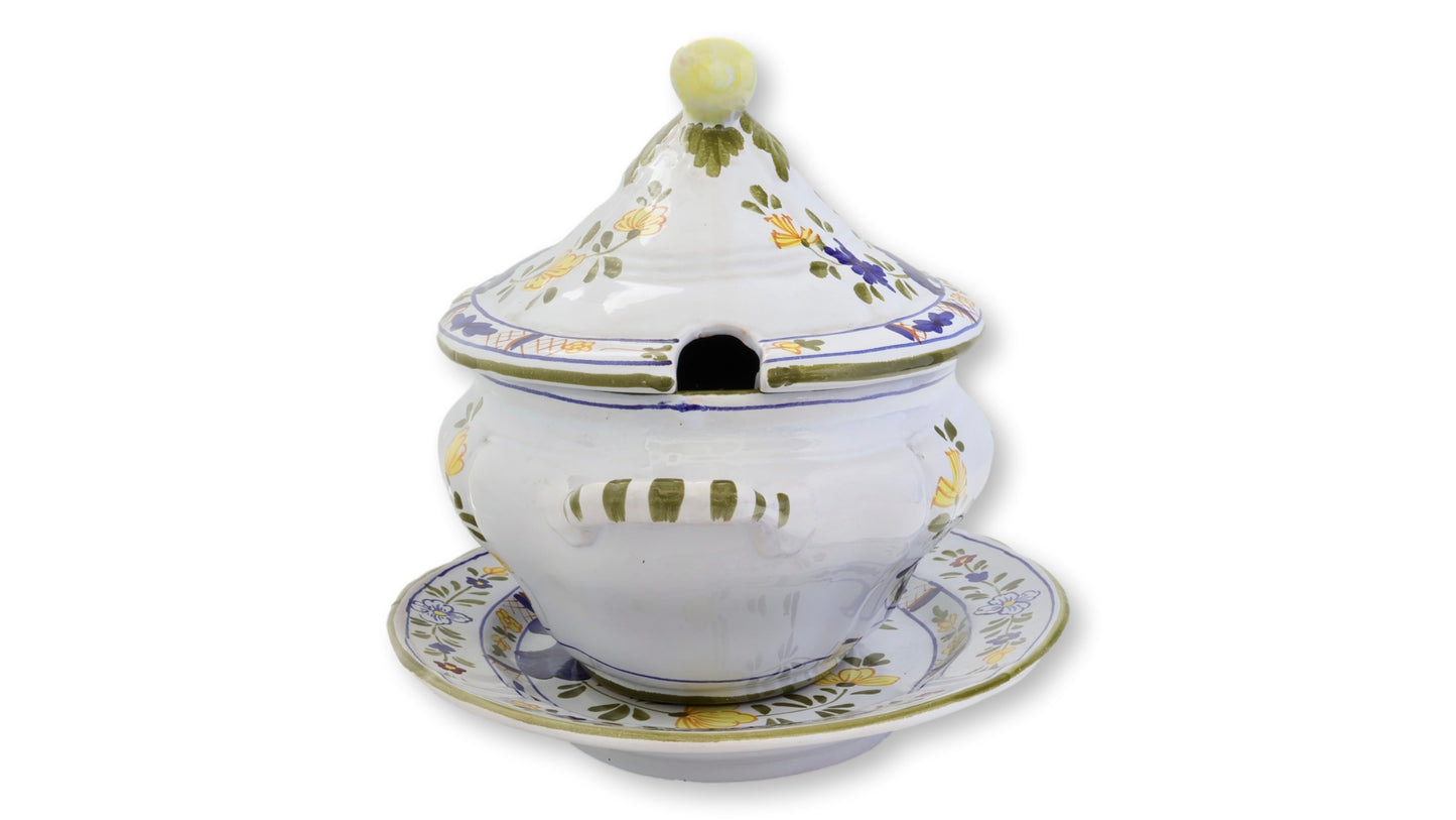 Vintage Cantagalli Blue Carnation Tureen w/ Tray