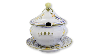 Vintage Cantagalli Blue Carnation Tureen w/ Tray