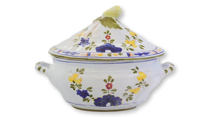 Vintage Cantagalli Blue Carnation Tureen w/ Tray