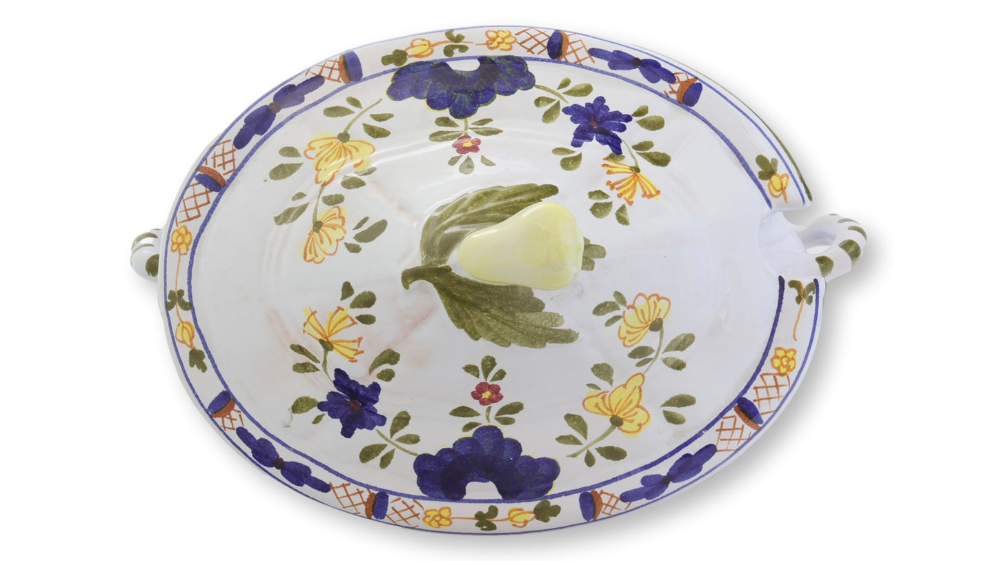 Vintage Cantagalli Blue Carnation Tureen w/ Tray
