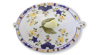 Vintage Cantagalli Blue Carnation Tureen w/ Tray