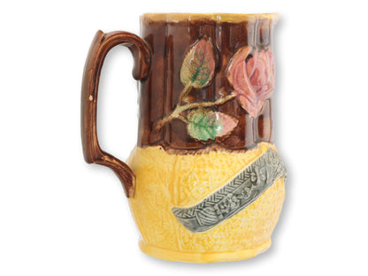 Victorian Majolica Rose & Fern Pitcher