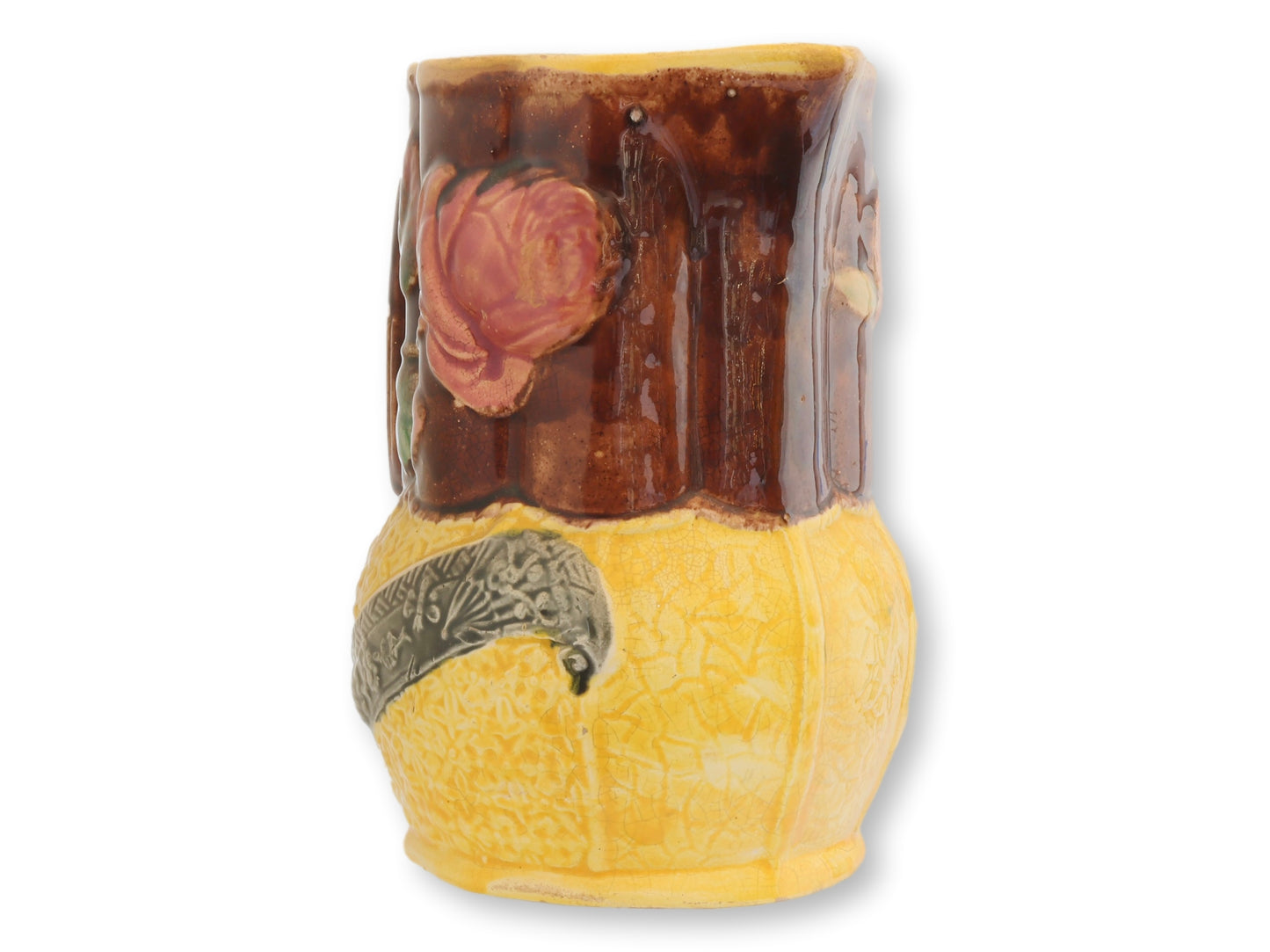 Victorian Majolica Rose & Fern Pitcher