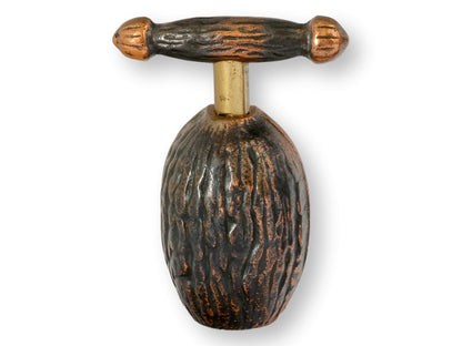 Rare Midcentury Walnut-Form Brass Nutcracker