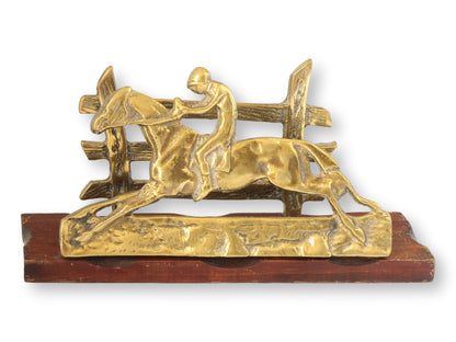 Midcentury Brass Horse & Jockey Letter Holder