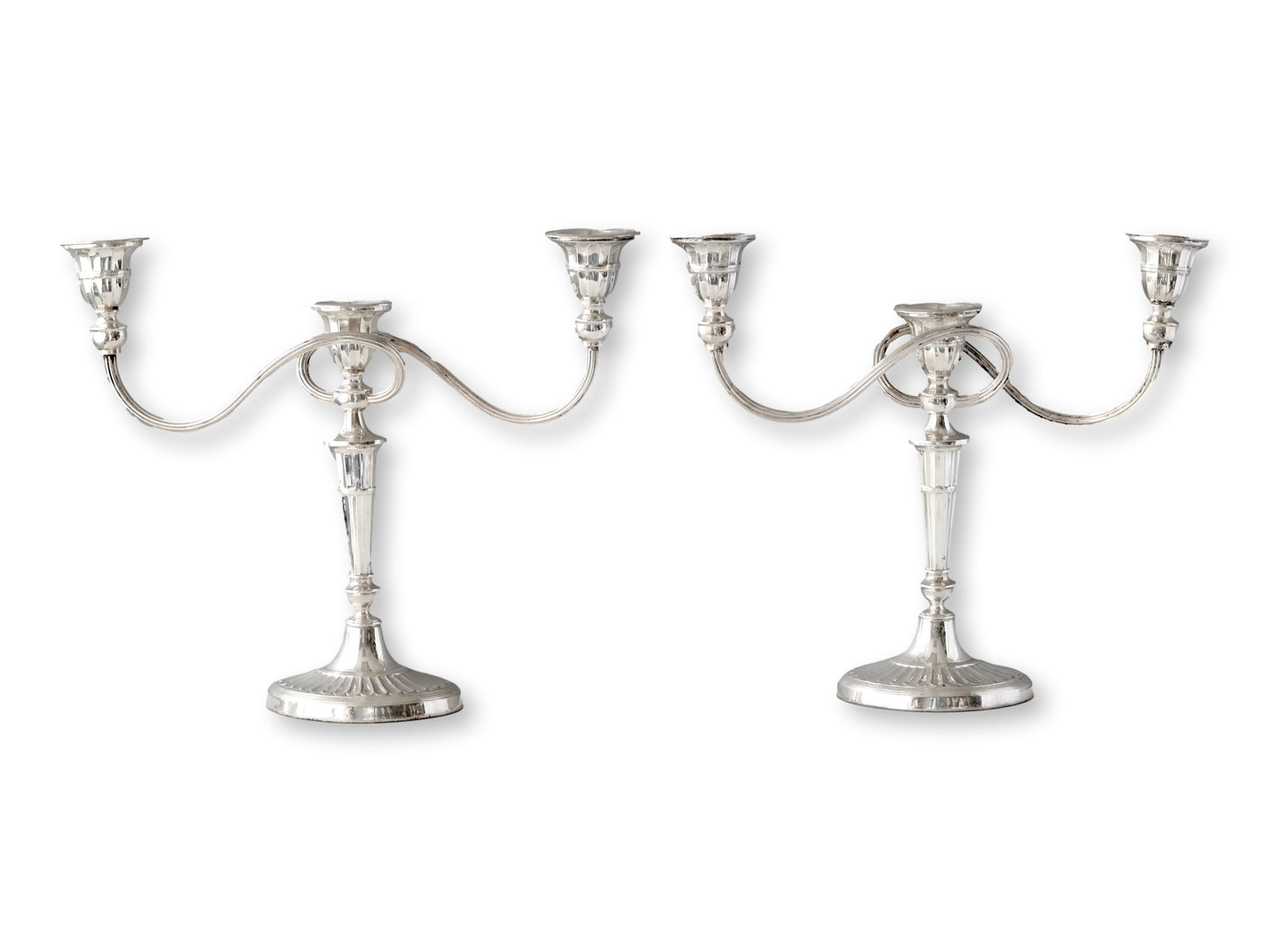 Midcentury English Silver-Plate Candelabras