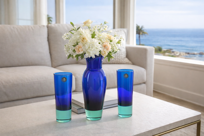 Royal Copenhagen Trio of Cobalt Blue Glass Vases