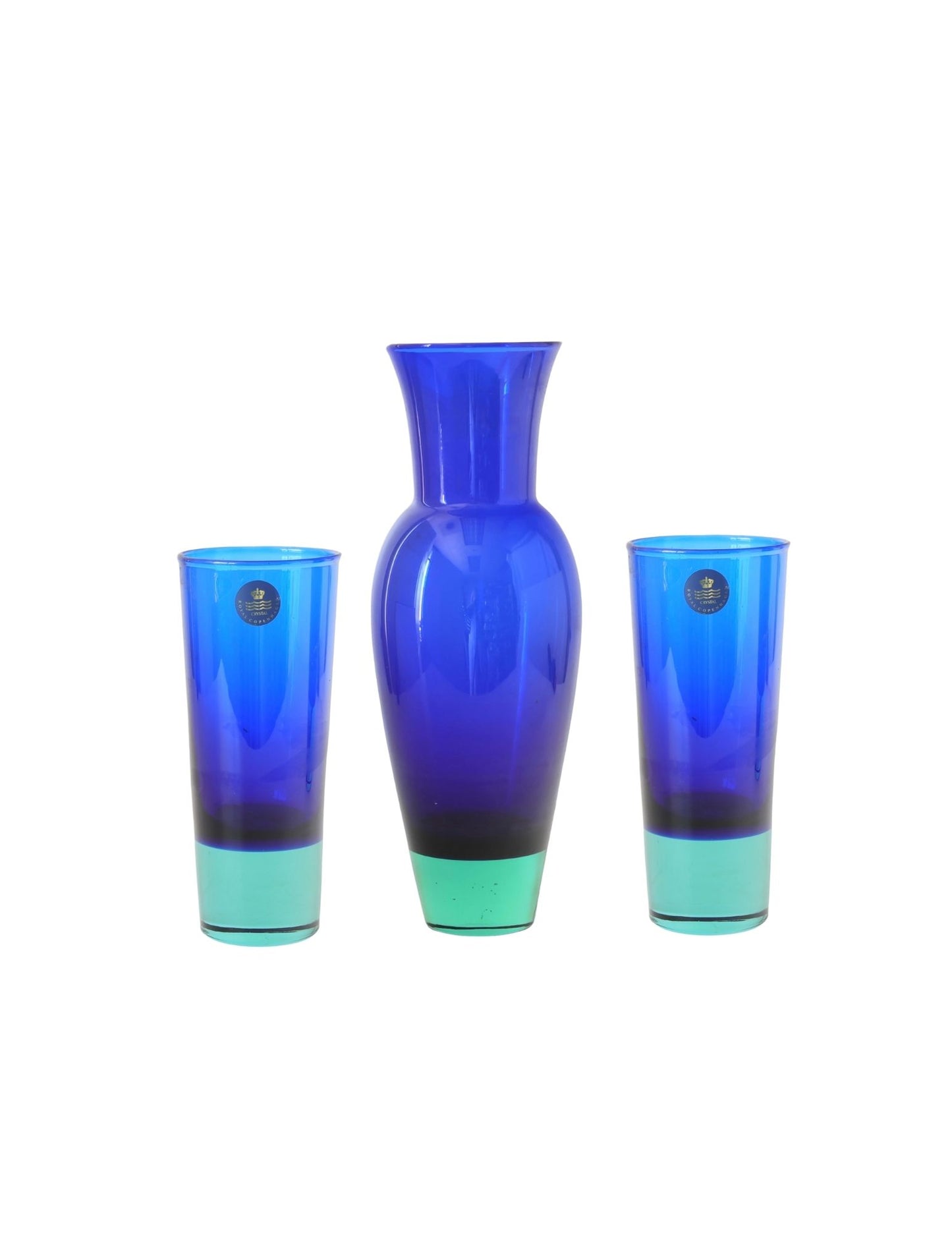 Royal Copenhagen Trio of Cobalt Blue Glass Vases
