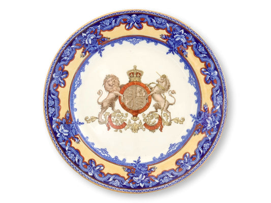 Flow Blue Provence Lions British Royal Crest Plate