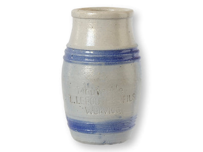 Antique French Blue-Banded Mustard Pot