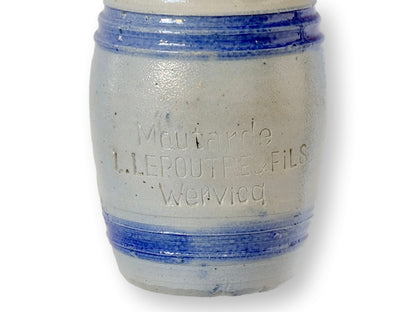Antique French Blue-Banded Mustard Pot