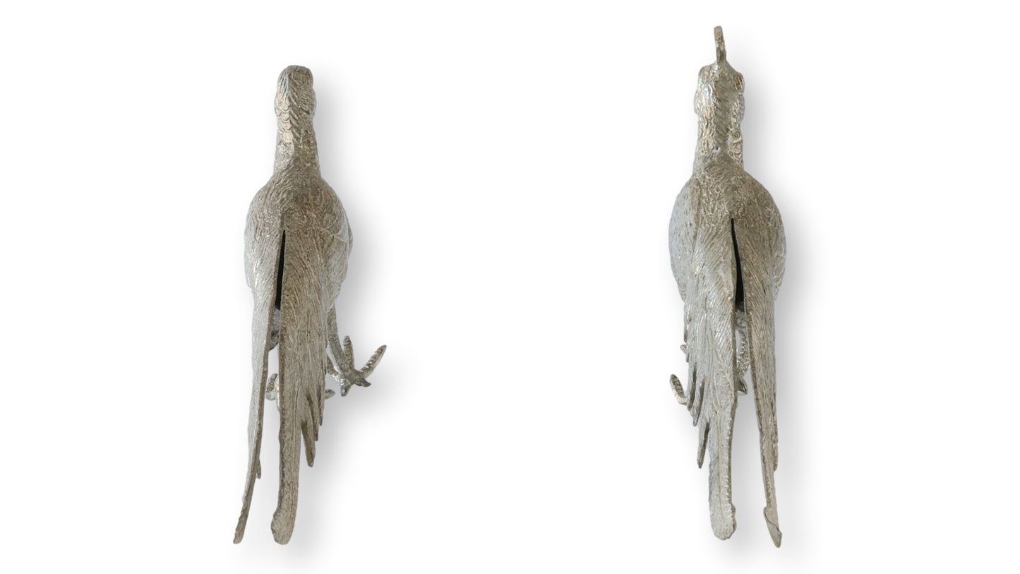Vintage French Pheasant Table Ornaments, Pair