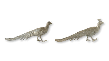 Vintage French Pheasant Table Ornaments, Pair