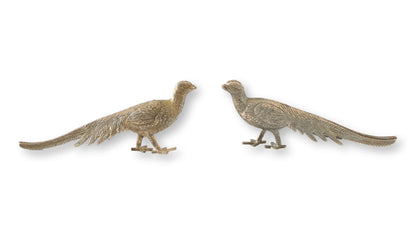 Vintage French Pheasant Table Ornaments, Pair