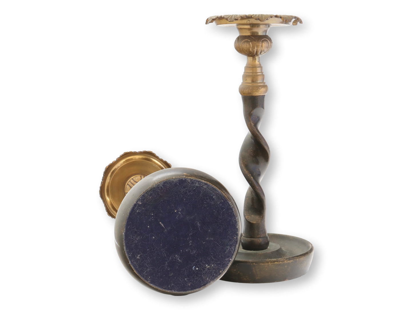 Late 20th Heavy Metal and Brass Candle Holders