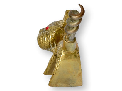 Midcentury Brass Cat Corkscrew with Red Rhinestone Eyes