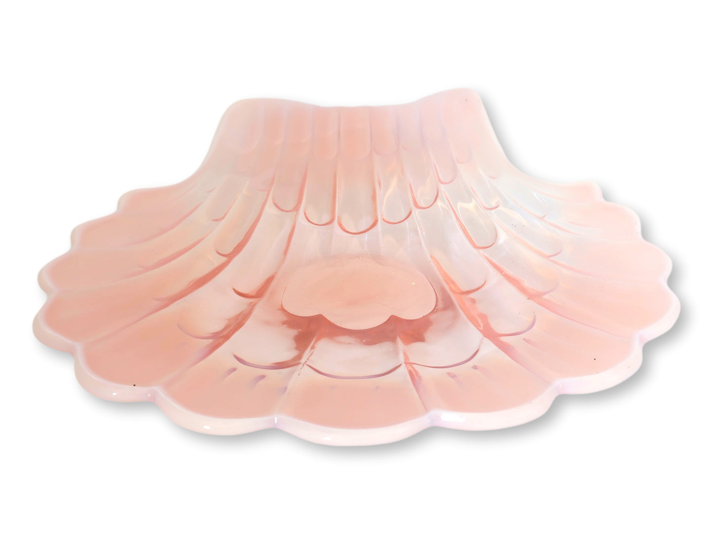 Large Midcentury Opalescent Glass Shell Dish - Likely Duncan Miller