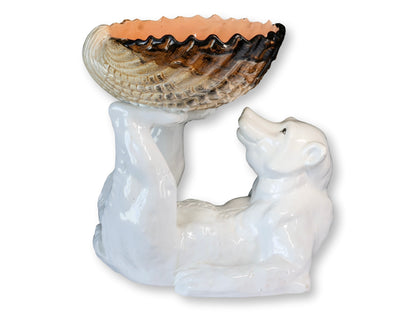 Midcentury Polar Bear & Clamshell Ceramic Compote