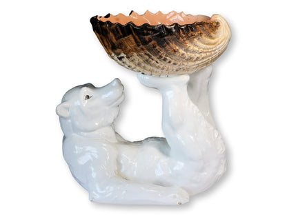 Midcentury Polar Bear & Clamshell Ceramic Compote