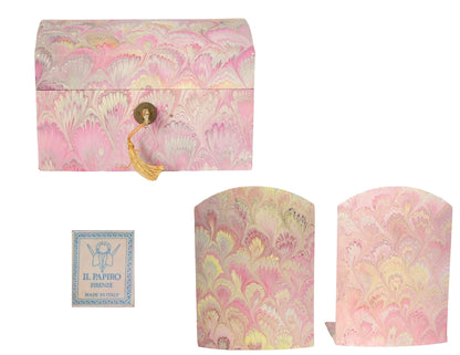 Il Papiro Firenze Marbled Desk Set w/ Box & Bookends