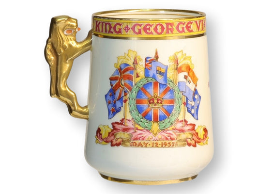 1937 King George VI Coronation Mug with Gilt Lion Handle